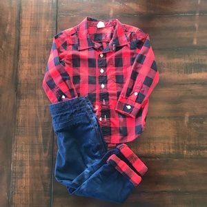 Gap buffalo print shirt and pants set